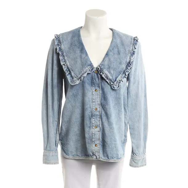 Blouse, in Light Blue, Cotton, Ganni