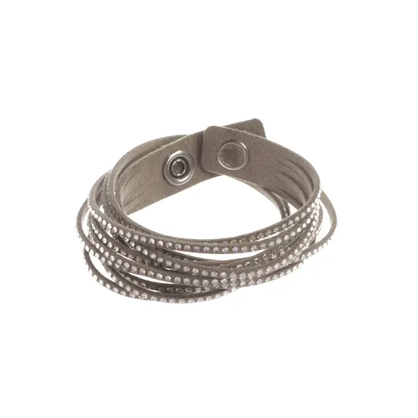 Bracelet, in Gray, Leather, Swarovski