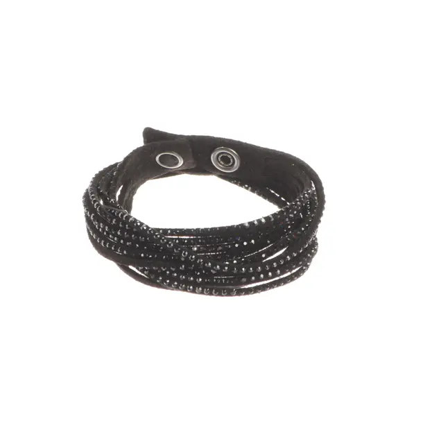 Bracelet, in Black, Leather, Swarovski