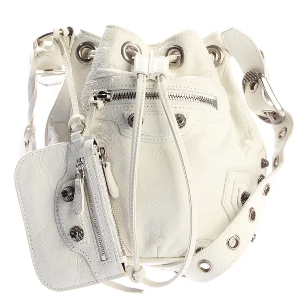 Bucket Bag, in Weiß, Leder, Balenciaga