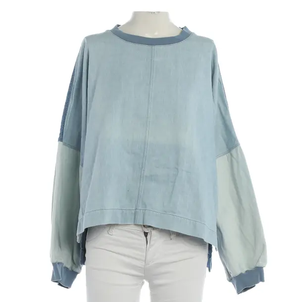 Felpa, in Blu, Cotone, Chiuso