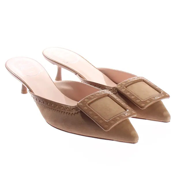 Hohe Pantoletten, in Hellbraun, Roger Vivier