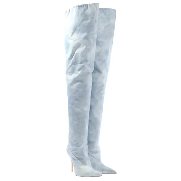 Overkneestiefel, in Hellblau, Gia Borghini
