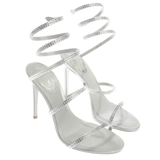 Heeled Sandals, in Light Gray, René Caovilla