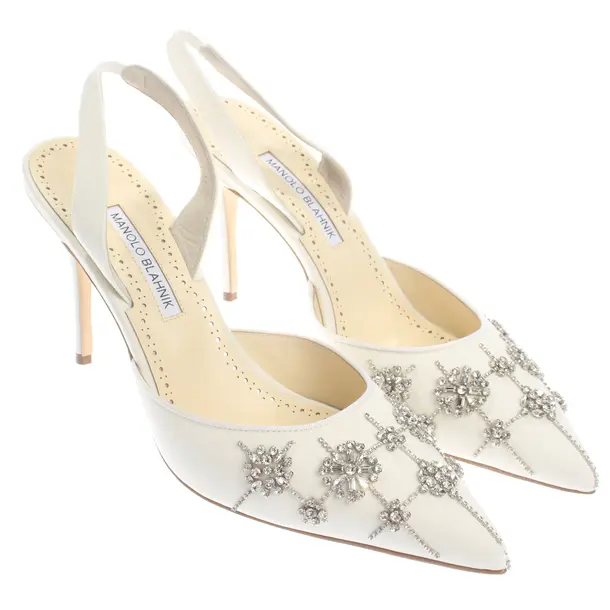 Slingbacks, in White, Manolo Blahnik