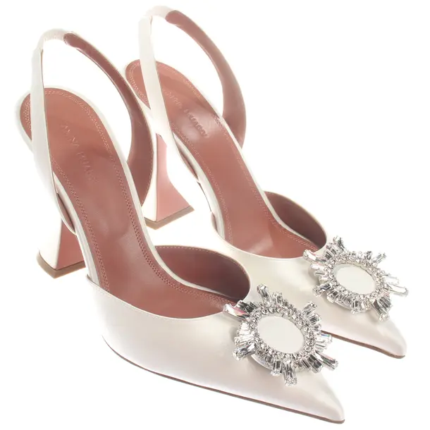 Slingbacks, in Weiß, Amina Muaddi