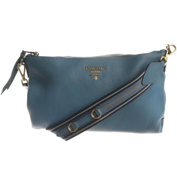 Shoulder Bag, in Blue, Leather, Prada
