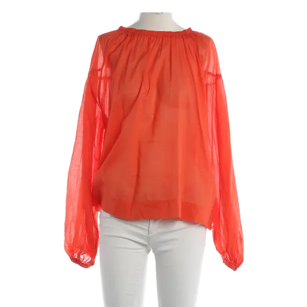 Blouse, in Orange, Cotton, Closed
