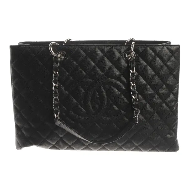 Shopper Bag, in Black, Leather, Chanel