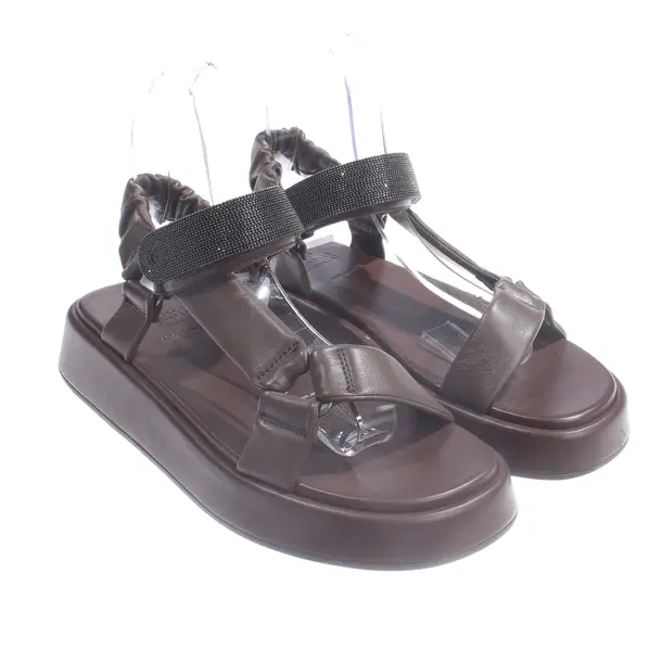 Platform Sandals, in Brown, Brunello Cucinelli