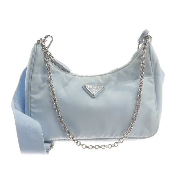 Shoulder Bag, in Light Blue, Polyamide, Prada