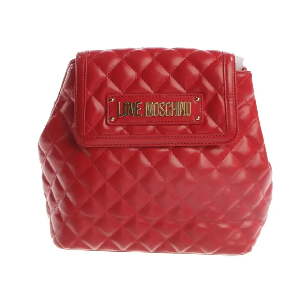 Backpack, in Red, Leather, Love Moschino