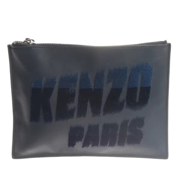 Clutch Bag, in Blue, Leather, Kenzo