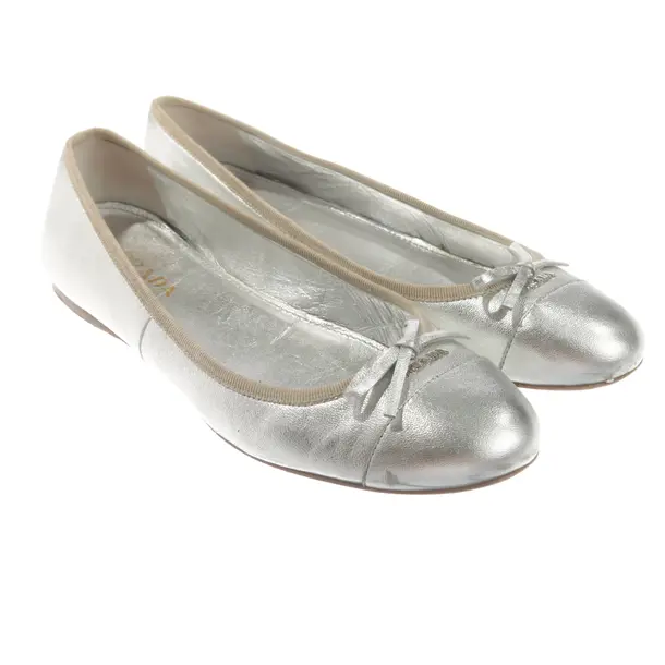 Ballet Flats, in Silver, Prada