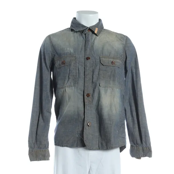 Shirt, in Blue, Cotton, Closed