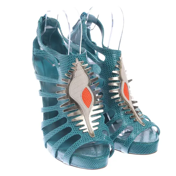 Heeled Sandals in Blue, , Hermès