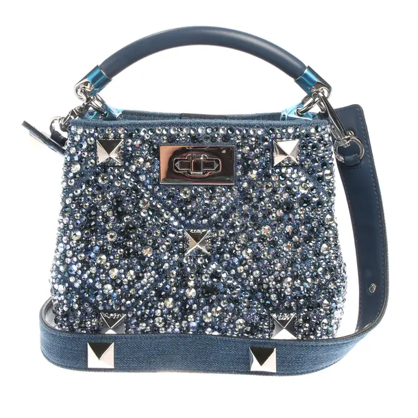 Handtasche in Blau, Baumwolle, Valentino