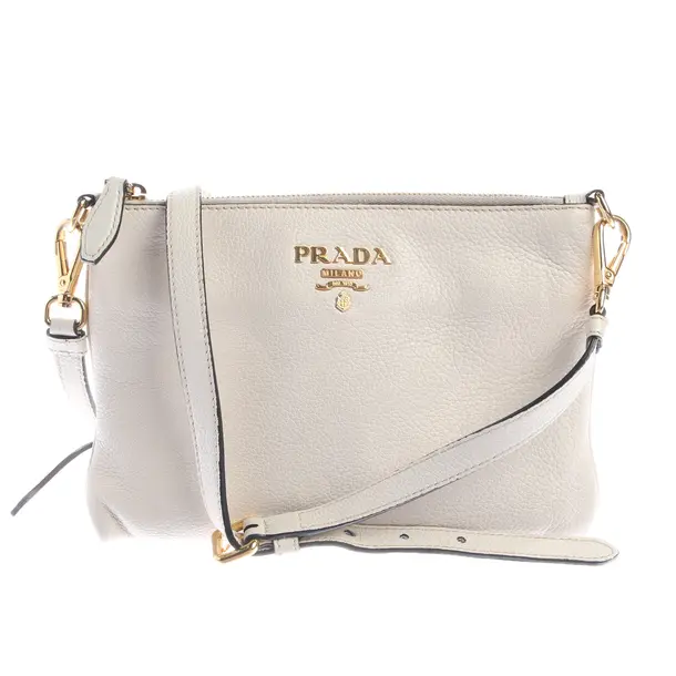 Schultertasche in Weiß, Leder, Prada