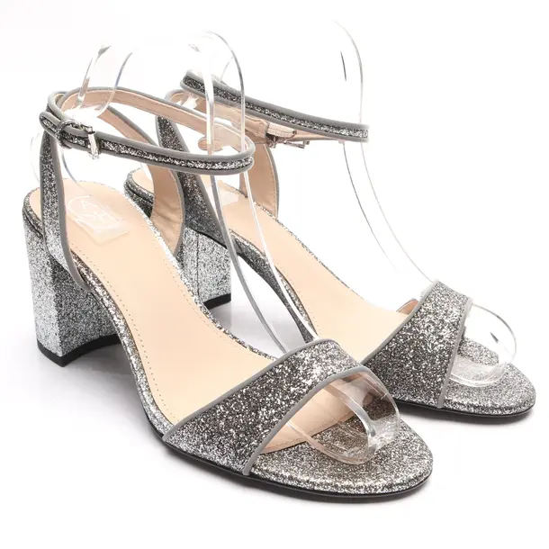 Heeled Sandals in Metallic, , Ash