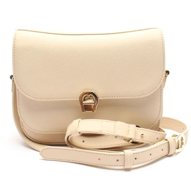 Shoulder Bag in White, Leather, Aigner
