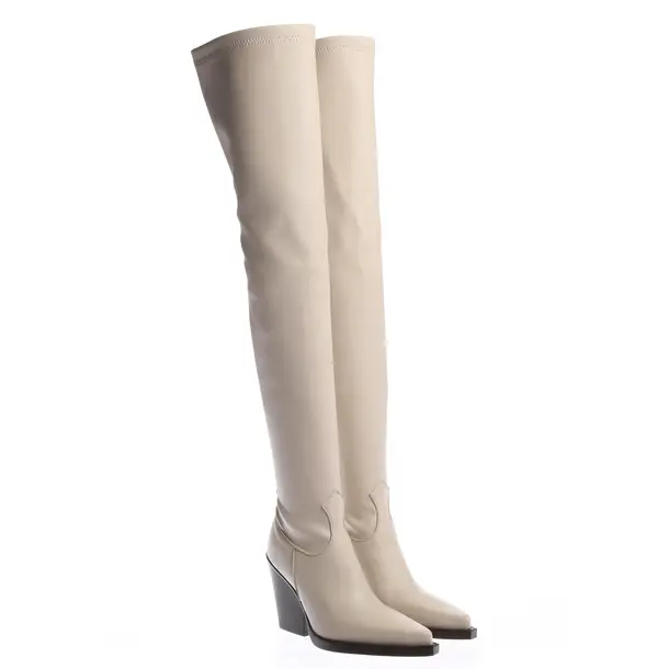 Over-The-Knee Boots in White, , Paris Texas