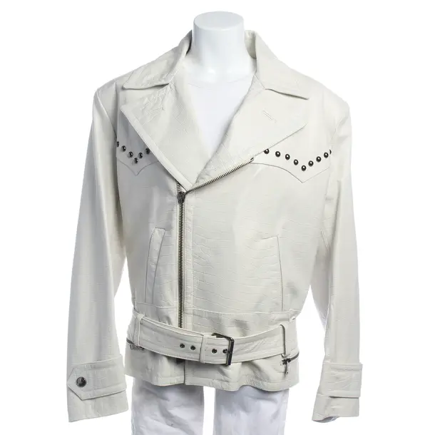 LeatherJacket in White, Leather, Alessandra Rich
