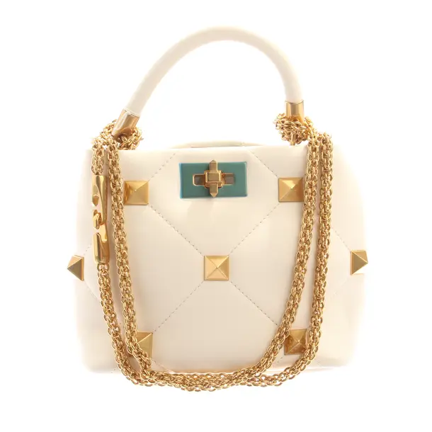 Handbag in White, Leather, Valentino
