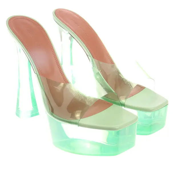Heeled Sandals in Green, , Amina Muaddi