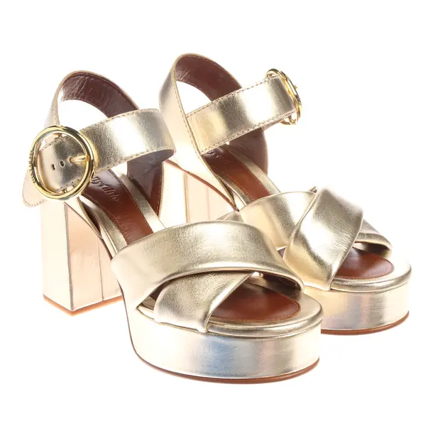 Heeled Sandals in Metallic, , See by Chloé