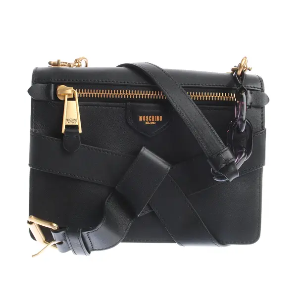 Schultertasche in Schwarz, Leder, Moschino