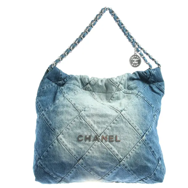 Shoulder Bag in Blue, Cotton, Chanel