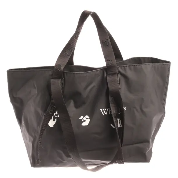 Schultertasche, in Schwarz, Polyamid, Off-White