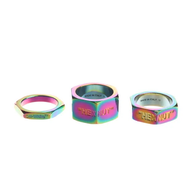 Ring-Set in Multicolored, Metal (metallic, metallized), Off-White