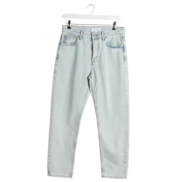 Straight Fit Jeans in Blue, Cotton, Off-White