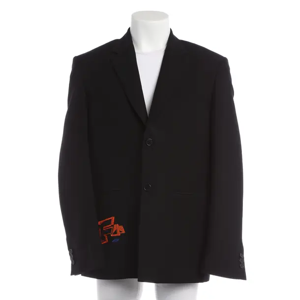 Sakko in Schwarz, Wolle, Off-White