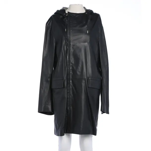 Leather Coat, in Navy, Leather, Jil Sander