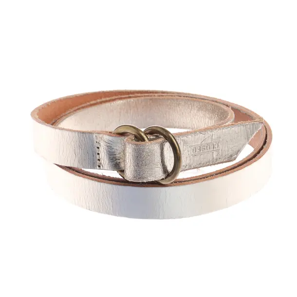 Belt, in Gold, Leather, Closed