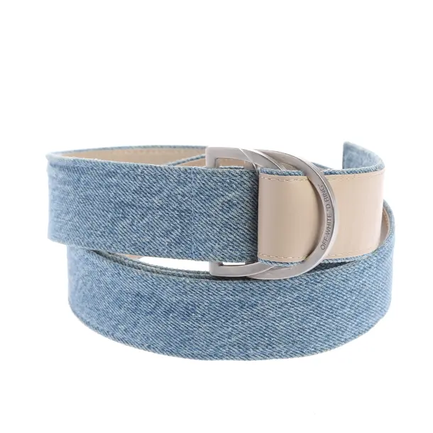 Belt, in Blue, Leather, Off-White