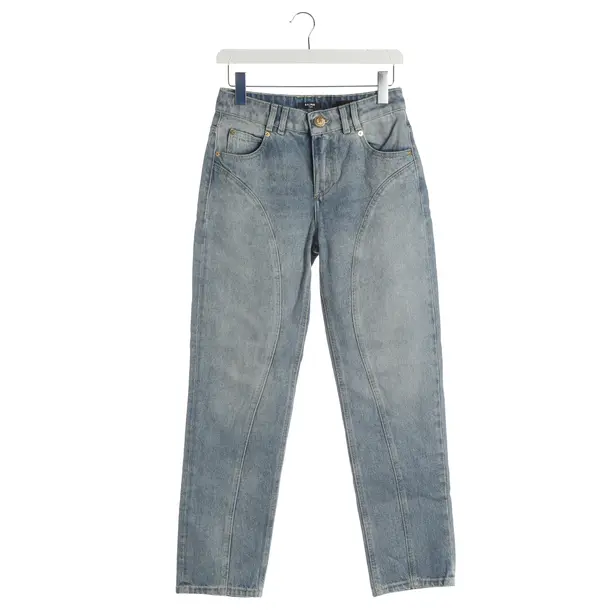 Jeans Straight Fit, in Hellblau, Baumwolle, Balmain