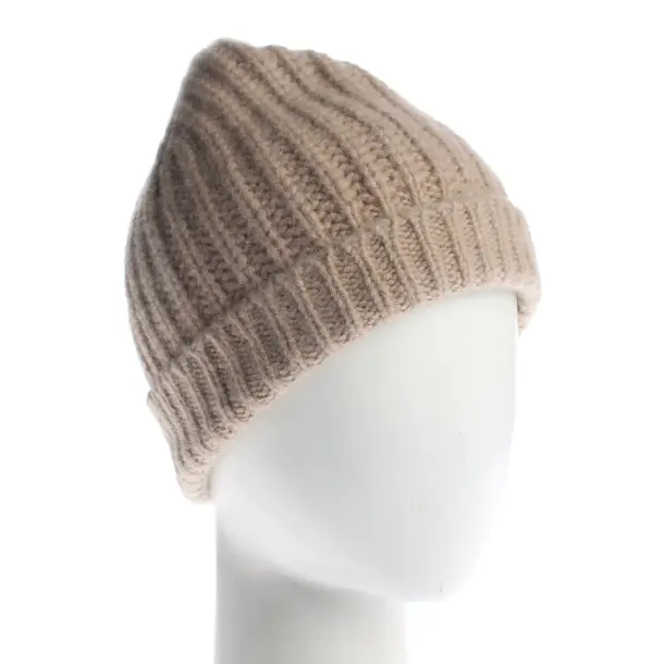 Beanie, in Light Brown, Wool, Closed