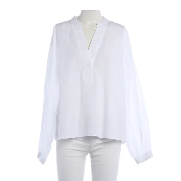 Blouse, in White, Cotton, Closed