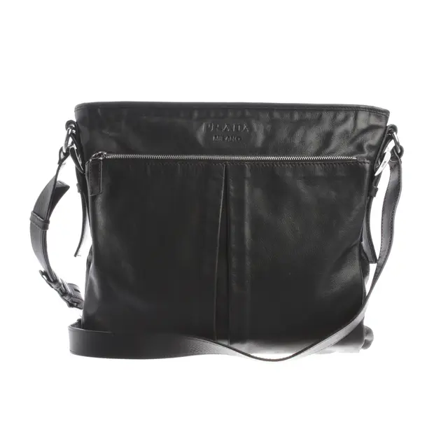 Shoulder Bag, in Black, Leather, Prada