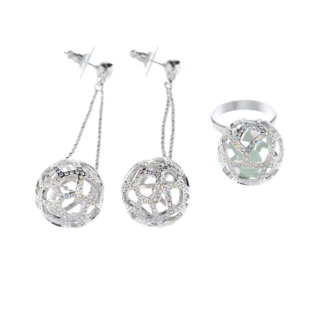 Jewellery Set, in Silver, Metal (metallic, metallized), Swarovski