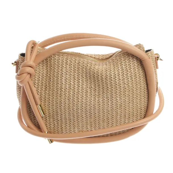 Handbag, in Brown, Straw, Ganni