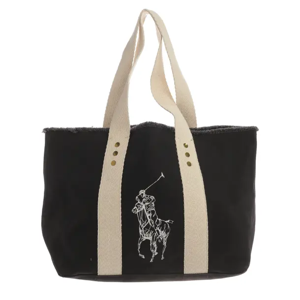 Schultertasche, in Dunkelgrau, Baumwolle, Polo Ralph Lauren