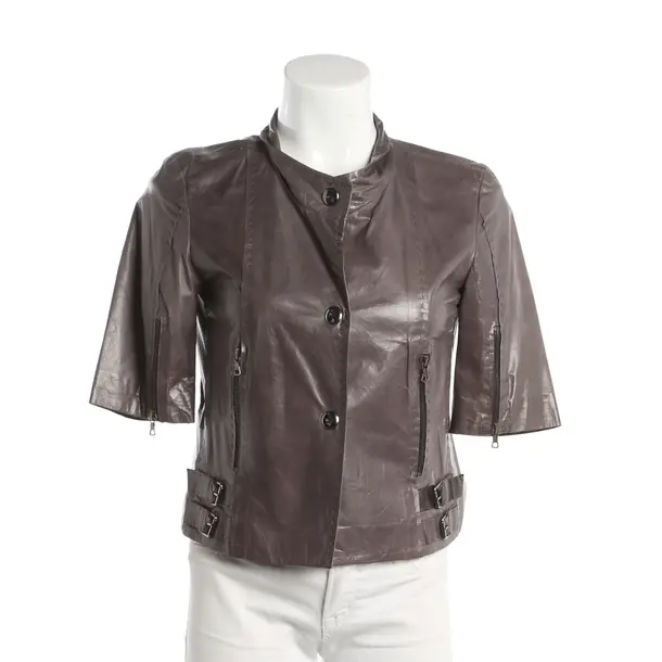 Giacca in pelle, in Grigio, Pelle, Strenesse
