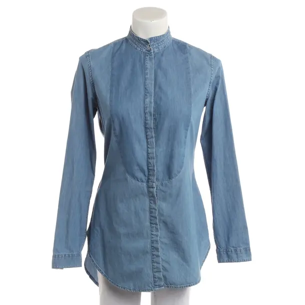 Blouse, in Blue, Cotton, Closed