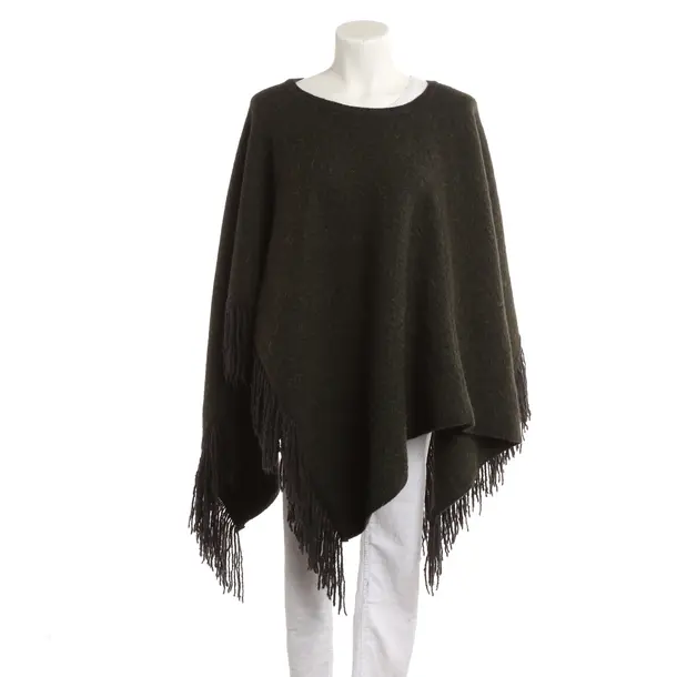 Poncho, in Green, Wool, Closed