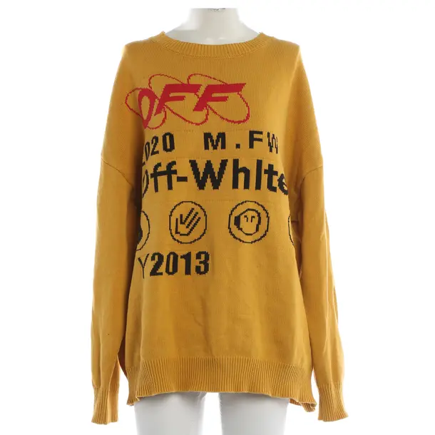 Jumper, in Mustard Yellow, Cotton, Off-White