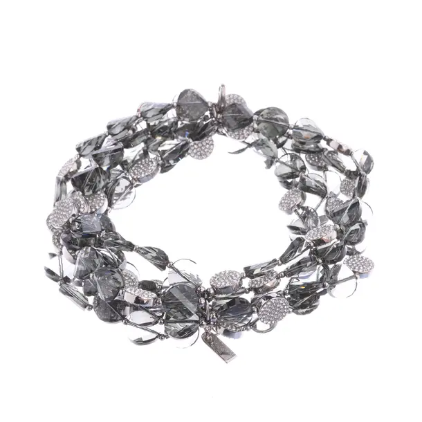 Bracelet, in Gray, Other Fibers, Swarovski